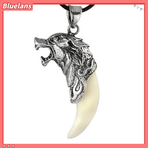 [BLS] Pria Berani Keren Serigala Kepala Gigi Liontin Kalung Mendominasi Perhiasan Fashion Hadiah