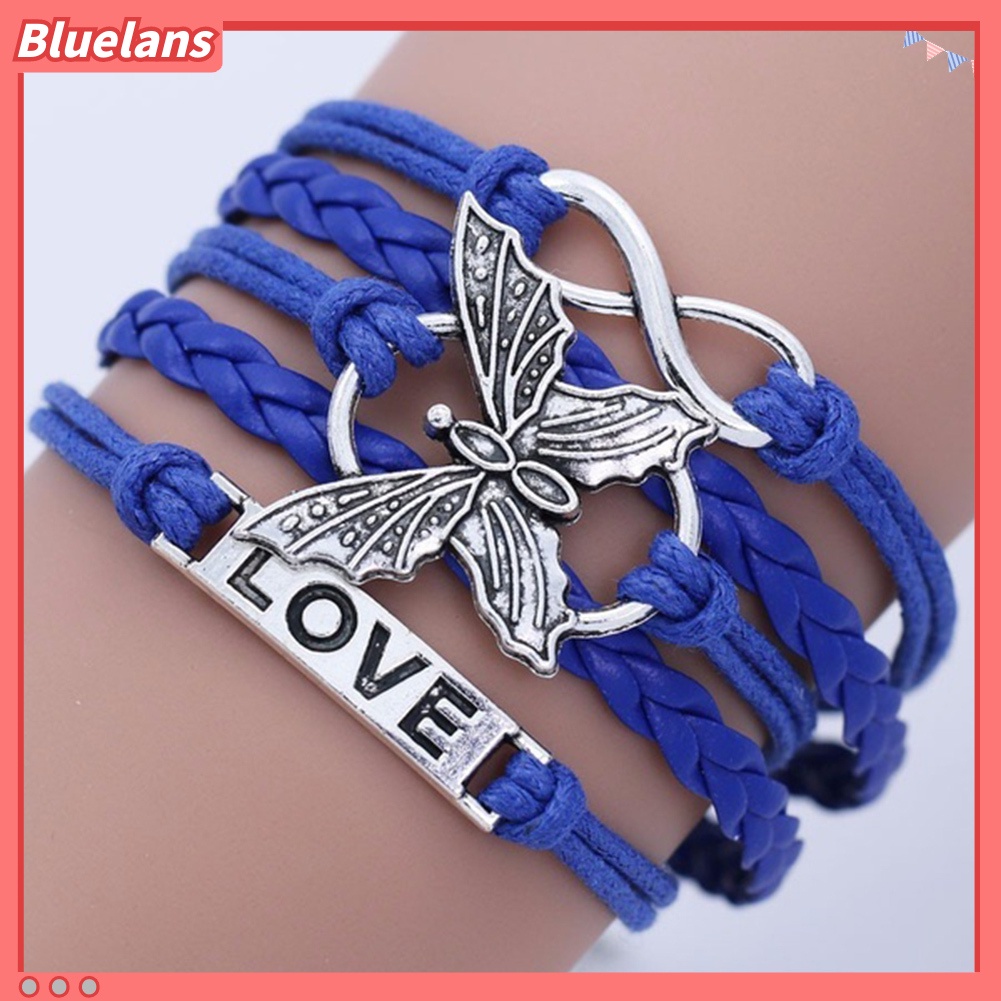 [BLS] Vintage Handmade Wanita Rajutan Multi Layer Kupu-Kupu Gelang Perhiasan Rantai