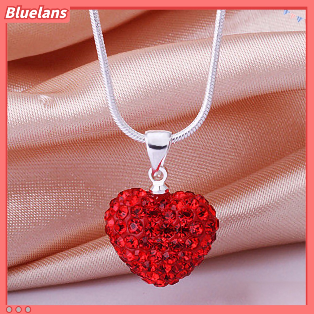 [BLS] Wanita Kalung Berlian Imitasi Hias Cinta Hati Liontin Alloy Rantai Kalung Perhiasan Untuk Pesta