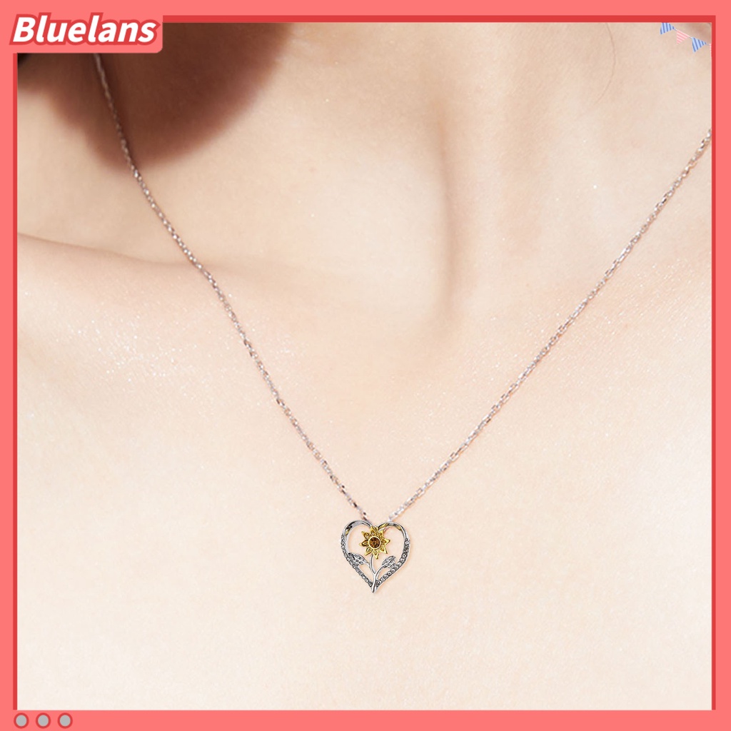 [BLS] Bersinar Dapat Disesuaikan Wanita Kalung Hadiah Sunshine Hati Sunflower Necklace Perhiasan Aksesoris