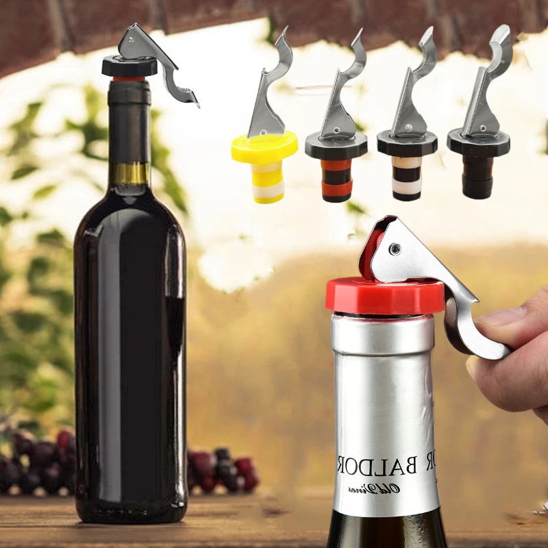 [Unggulan] Fresh-keeping Red Wine Botter Plug Sealed Bottle Stopper Dengan Pembuka Kaleng Minuman Bir Anti Bocor Tutup Gabus Reusable Perlengkapan Pub Dapur