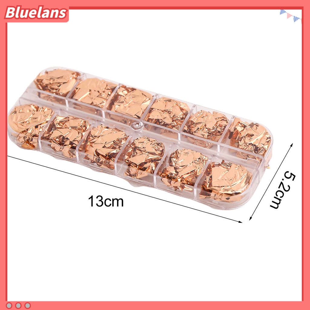 [BLM] 12grids /Box Manicure Foil Decal Anti Luntur Multifungsi Nice-looking Nail Art Kertas Foil Warna Emas Untuk Wanita