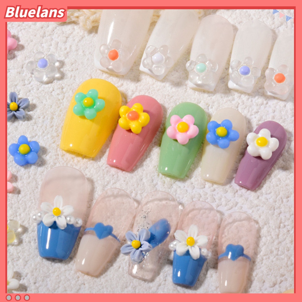 [BLM] 50pcs Dekorasi Kuku Bentuk Indah Tahan Air Resin Berwarna Cerah 3D Mini Berbentuk Bunga Nail Charms Untuk Wanita