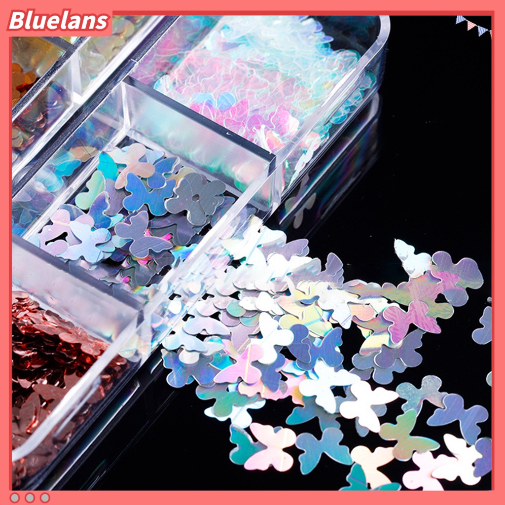 [BLM] 6kisi-kisi /Box Payet Kuku Tipis Rounded Corners Lightweight Butterfly Nail Art Sequin Untuk Wanita