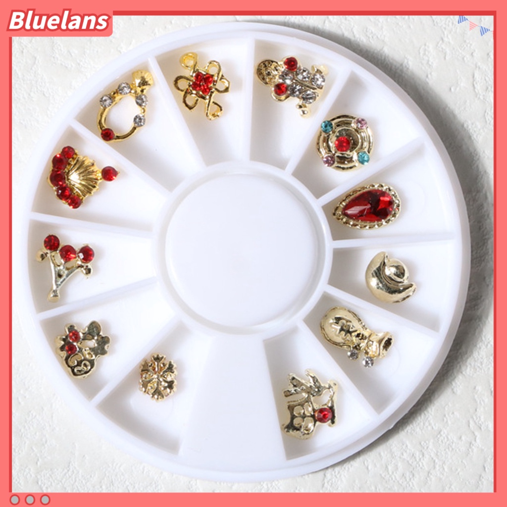 [BLM] 1kotak Dekorasi Kuku Permukaan Berkilau Bentuk Kreatif Alloy 3D Rhinestones Dekorasi Mewah DIY Nail Art Perhiasan Perlengkapan Kuku