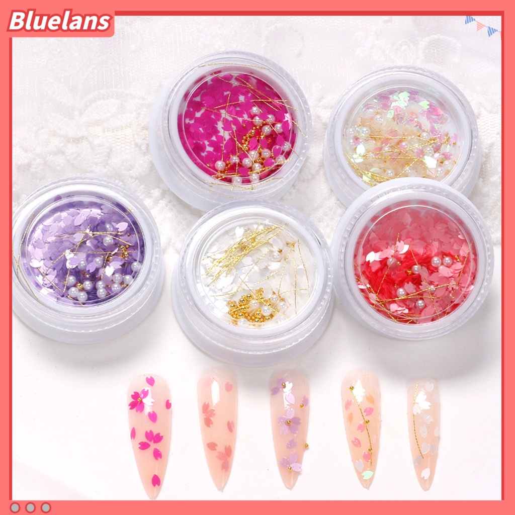 [BLM] 1kotak Payet Kuku Bentuk Bunga Warna Cerah Ultra-Tipis Mengkilap Efek Visual Pertunjukan Pesona Unik Kelopak Hewan Peliharaan Nail Art Paillettes Sequin Flakes Ornamen Untuk Salon Kuku