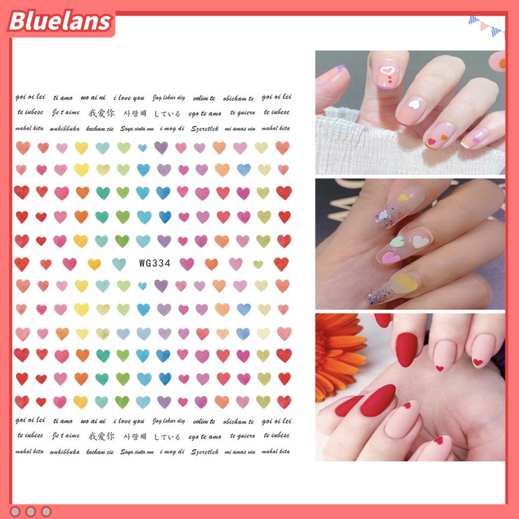 [BLM] Stiker Kuku Romantis Warna-Warni Perekat Diri Kuat Lengket Dapat Dilepas Hias DIY Valentines Day Heart Red Lip Series Nail Art Decal Untuk Salon