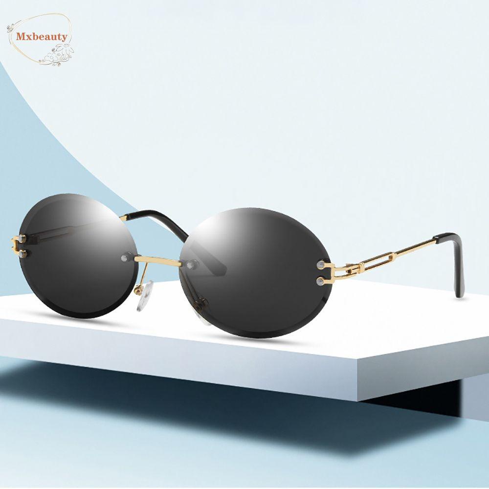 Mxbeauty Kacamata Hitam Bulat Kacamata Perlindungan Anti Radiasi Frame Metal Wanita Pria Kaca Anti Radiasi Frameless Eyewear Women Glasses