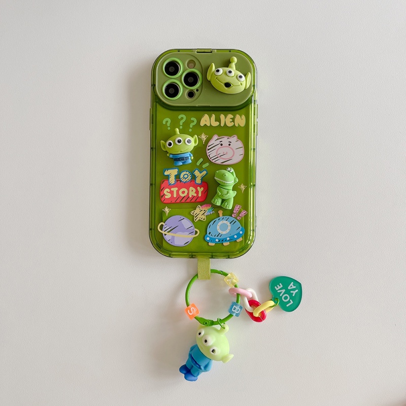 IPHONE Toy Story Strawberry Bear Dengan Ornamen Boneka 3D Vanity Mirror Phone Case Untuk Iphone11 12 13 14 Pro Max Xs Xr Tahan Debu Case Phone Shell