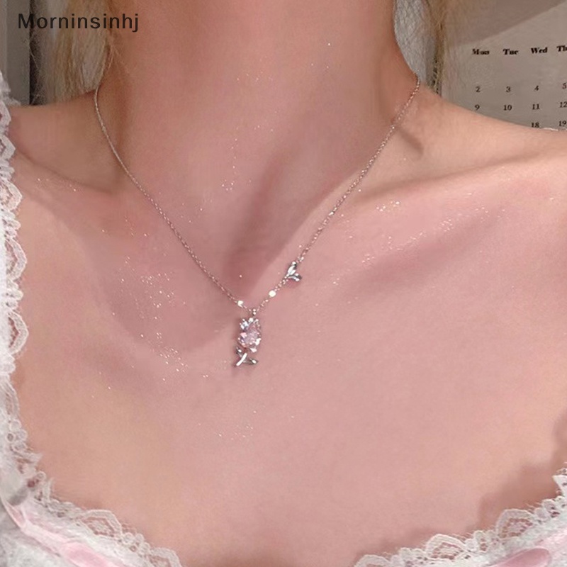 Mornin Pink Tulip Bunga Kalung Choker Warna Perak Rantai Klavikula Fashion Berlian Imitasi Kalung Untuk Wanita Pesta Pernikahan Perhiasan Hadiah id