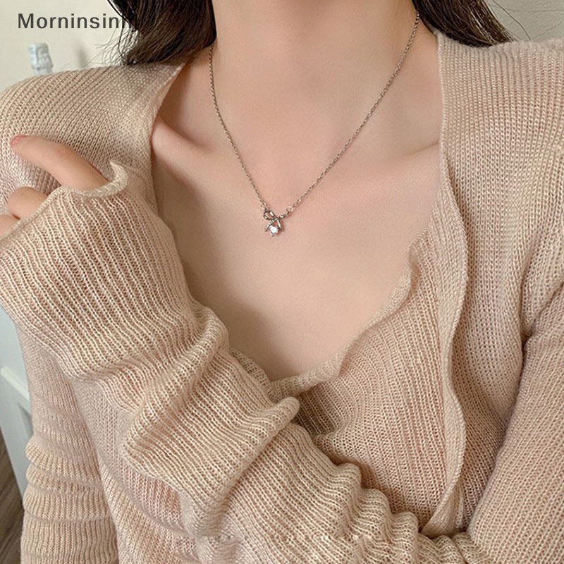 Mornin Gaya Korea Ikatan Simpul Kalung Musim Semi Musim Panas Kristal Zirkon Liontin Choker Vintage Rantai Klavikula Untuk Wanita Perhiasan Hadiah id