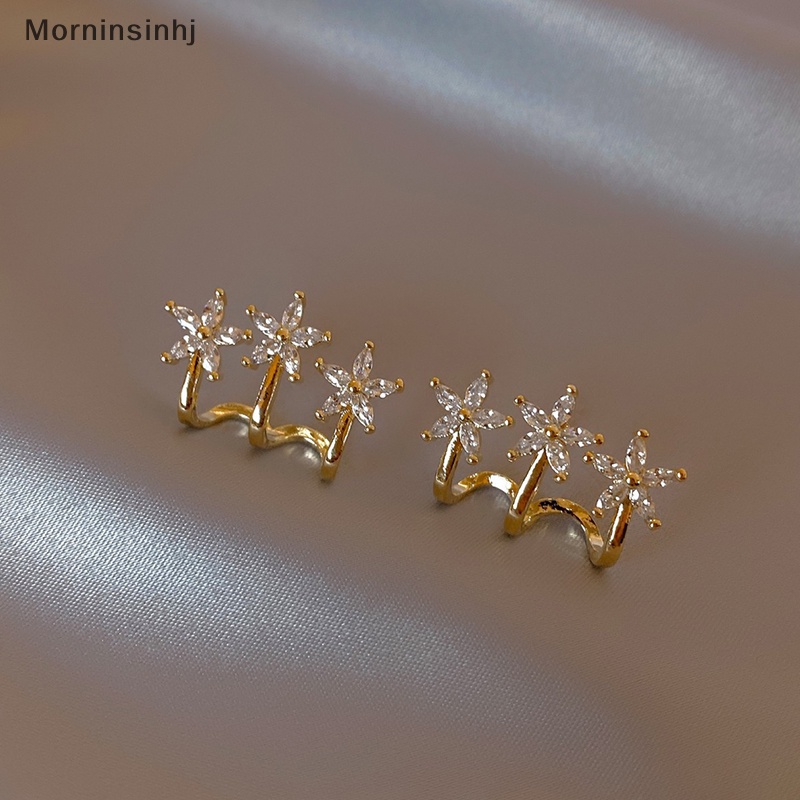 Mornin Anting Kristal Korea Untuk Wanita Perhiasan Zirkon Bunga Anting Stud Wanita id