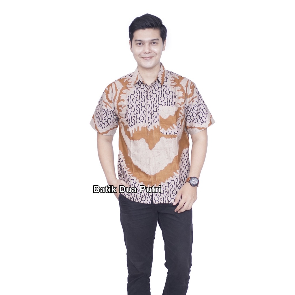 Couple Batik Kemeja Pria Blouse Wanita Lengan 7/8 Apel