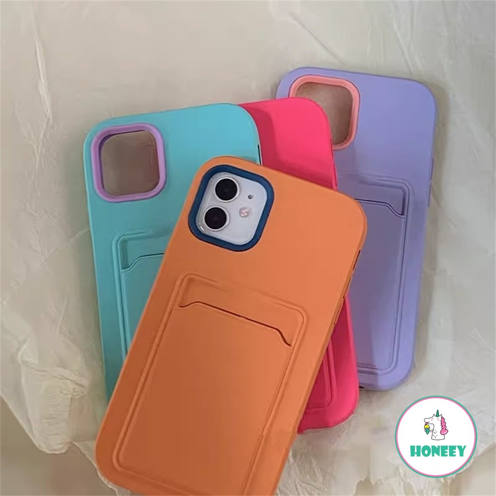 IPHONE Case Holder Tas Slot Kartu Fashion Untuk Iphone14 13 11 12 Pro Max XS Max XR 14Pro Shockproof Soft Dompet Cover