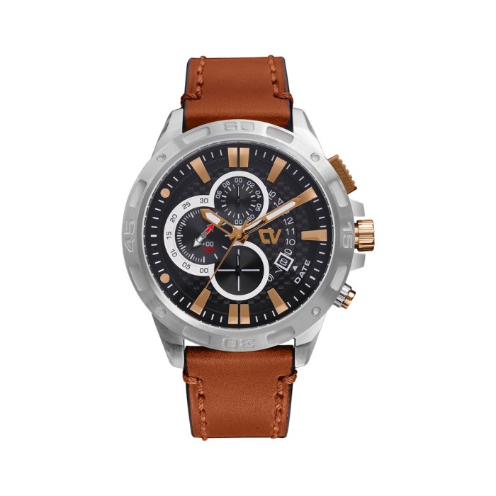 Original 100% Jam Tangan Pria Tali Kulit Christ Verra CV C 64157G-24 BLK CVC64157G-24BLK Garansi Res