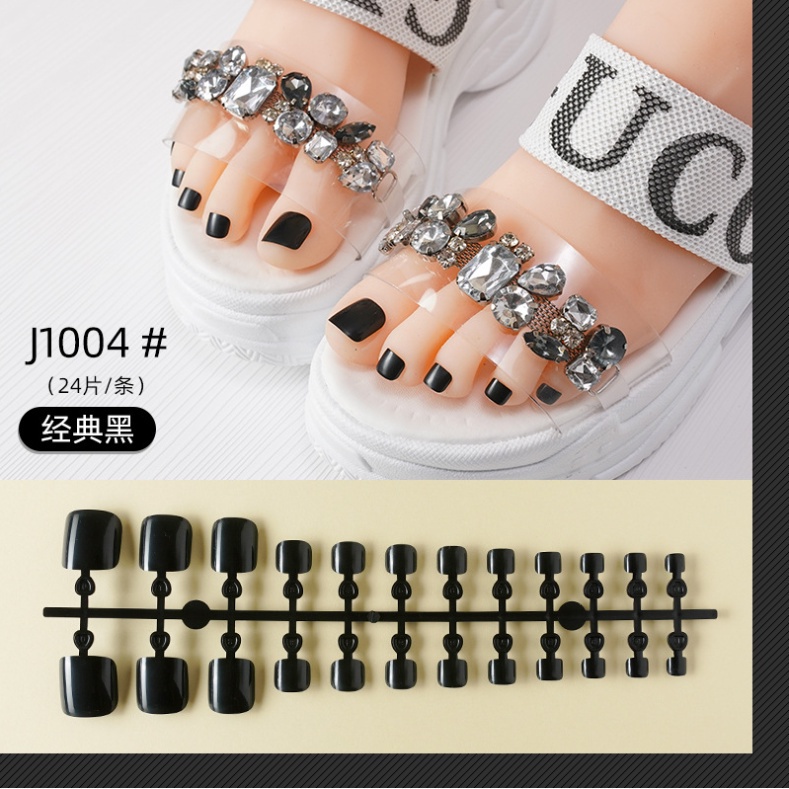 24pcs Kuku Jari Kaki Fake Nails Tahan Air Kuku Palsu Kaki Fashion  Wanita Kode J1001-J1016