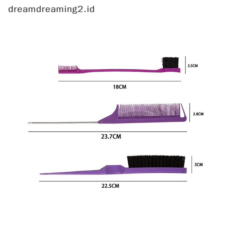 (drea) 3pcs/lot Sisir Rambut Kontrol Tepi Dua Sisi Styling Rambut Aksesoris Sikat Rambut //