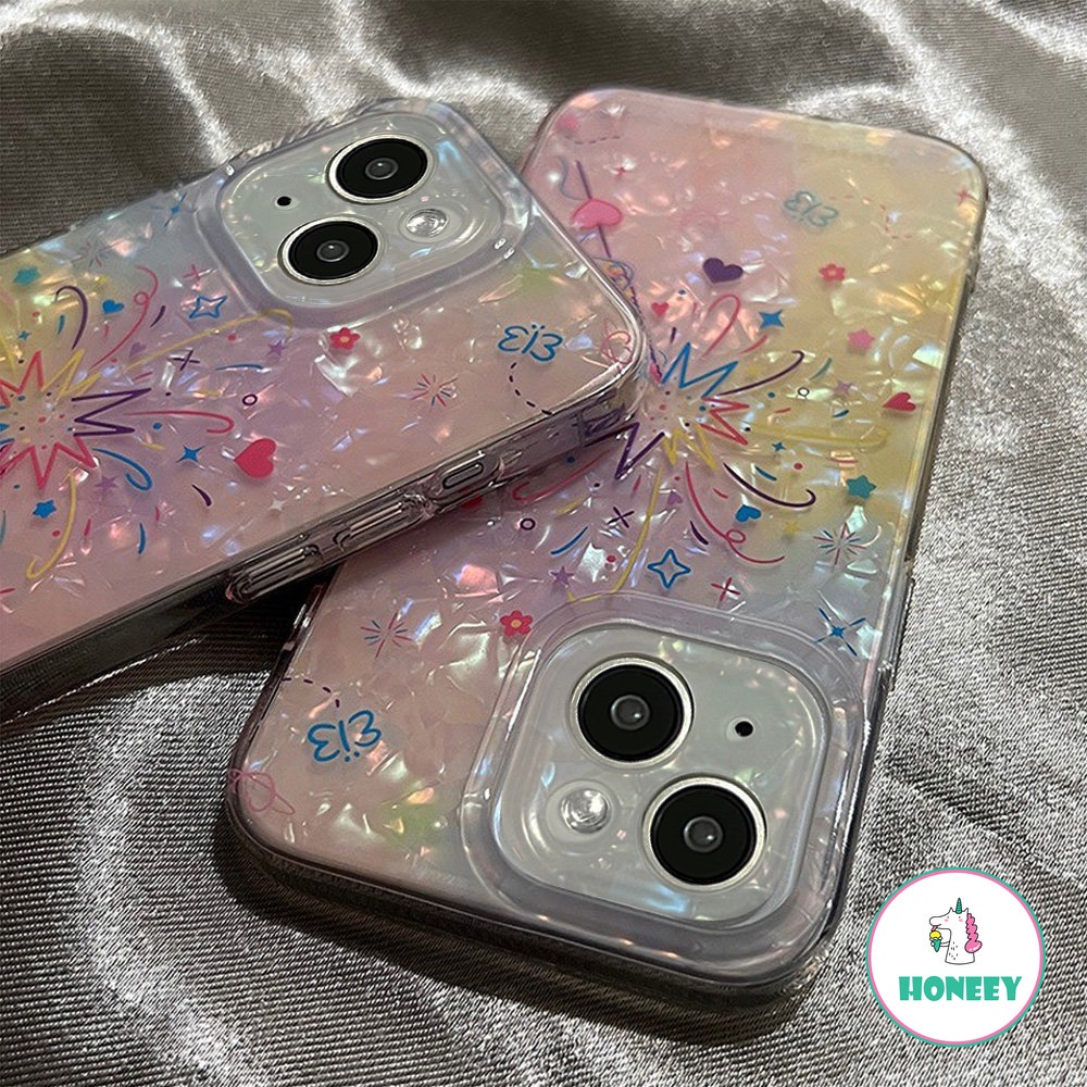 Deluxe Shell Pattern Kembang Api Warna-Warni Casing Ponsel Untuk iPhone 14 Pro Max13 12 11 Pro Max Shockproof Soft Phone Cover