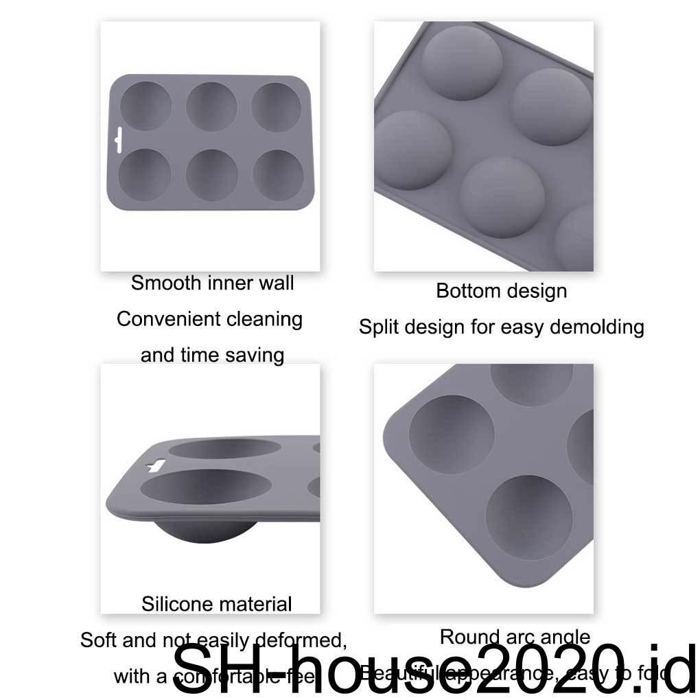 2pcs 6 Cavity Silikon Kue Loyang Setengah Lingkaran Non Stick Muffin Cup Mold DIY Egg Tarts Reusable Cetakan Coklat