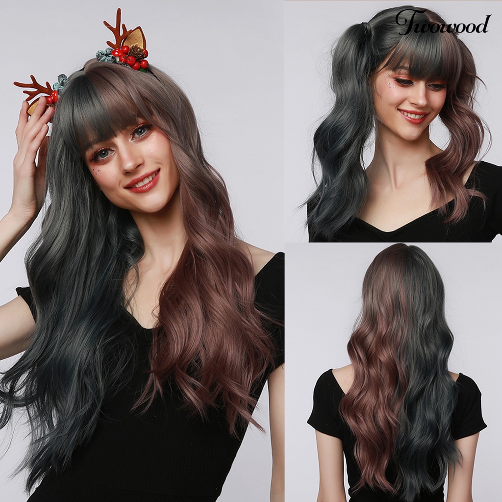 Wig Cosplay Twowood Permukaan Halus Ultra Panjang Breathable Two Tone Ombre Color Wig Rambut Wanita Untuk Perempuan