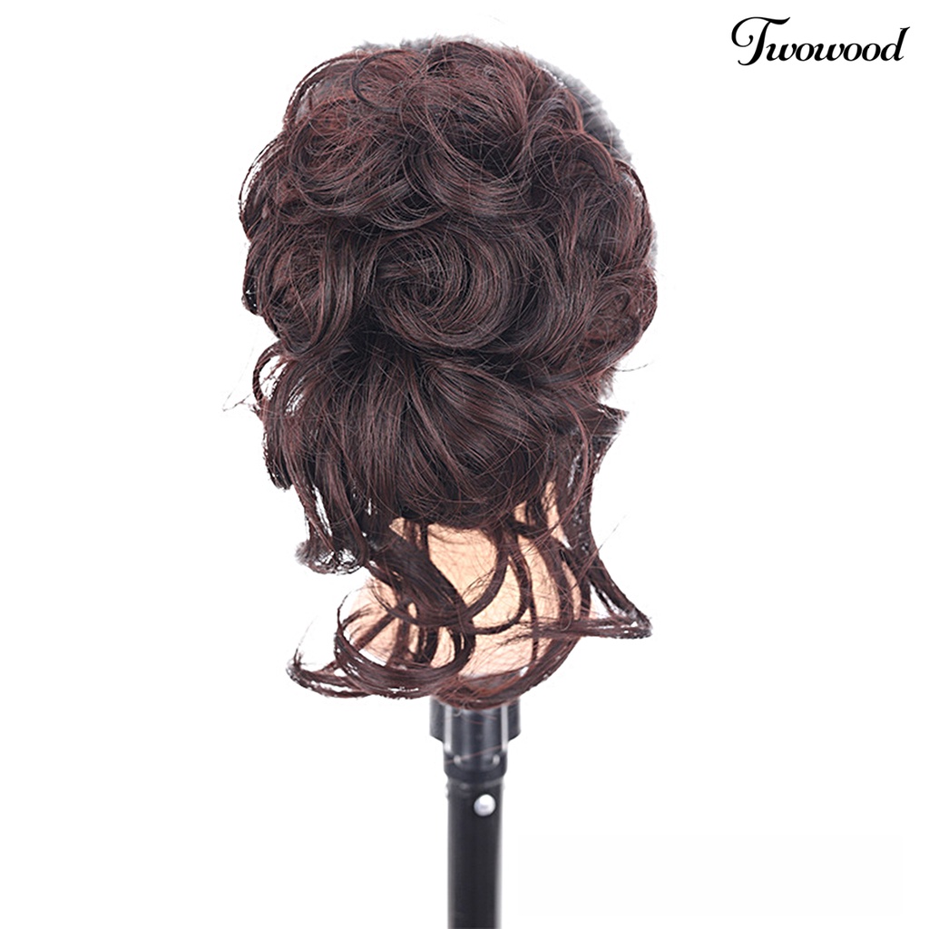 Twowood Grab Clip Wig Fluffy Soft Touch Realistis Tampilan Alami Wanita Jepit Rambut Wig Hitam Coklat Untuk Penggunaan Lady