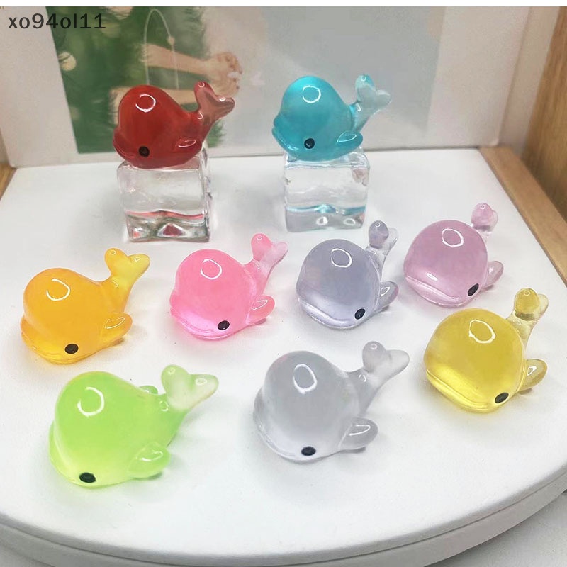 Xo 5Pcs Luminous Mini Resin Dolphin Dashboard Mobil Mainan Angka Dekorasi Taman Rumah OL