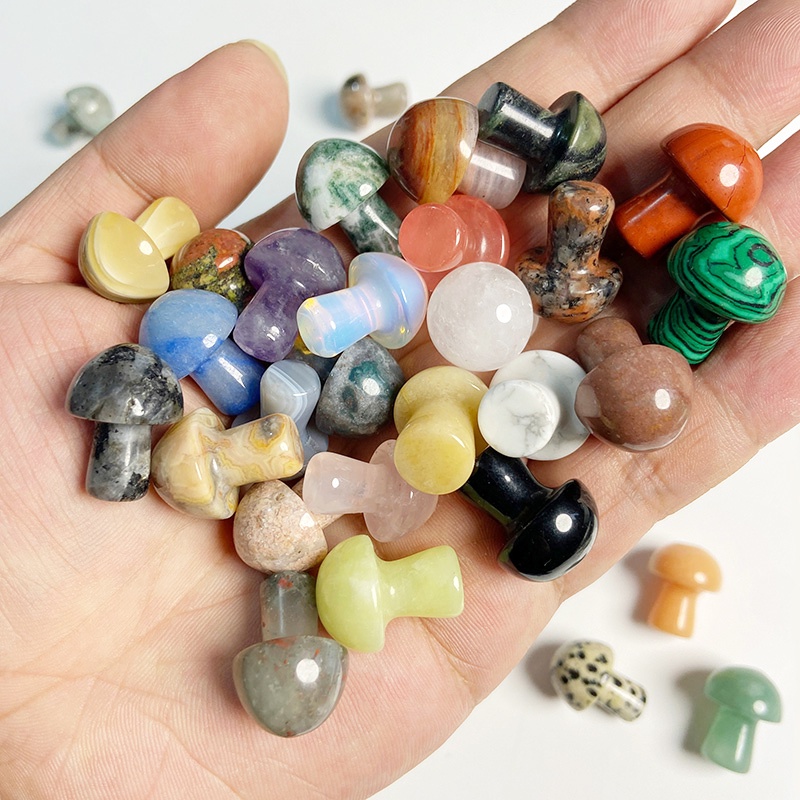 5 Pcs 20 mm Batu Alam Mineral Kristal Agate Quartz Penyembuhan Jamur Kamar Dekorasi Rumah Hiasan Aquarium Kerajinan Aksesoris