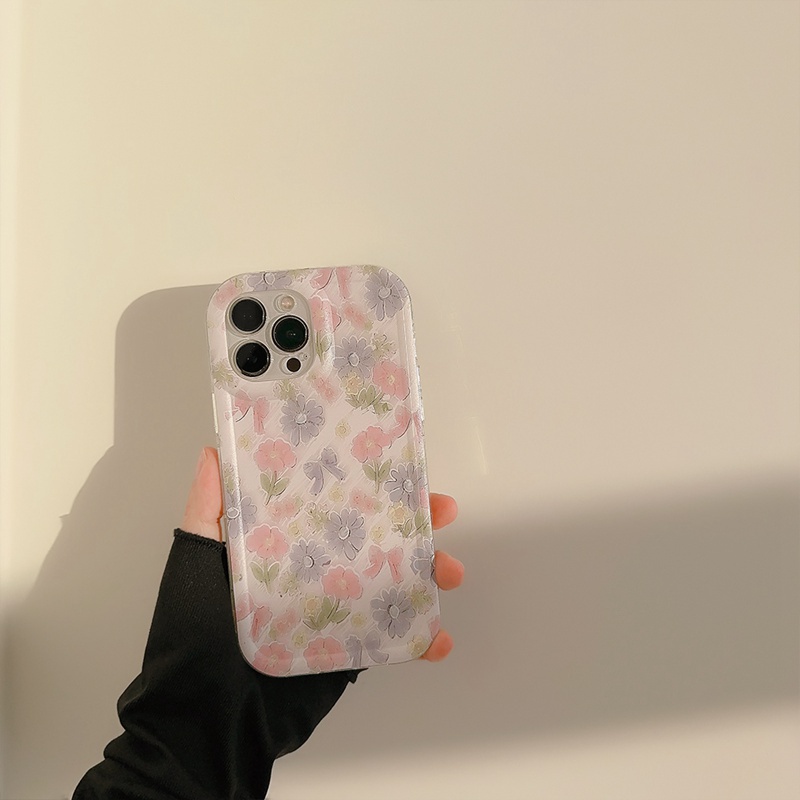 Nice Watercolor Bow Flower Soft TPU Case iP iPhone 14 + Plus 11 12 13 Pro Max Girl Woman FTD Casing Apple