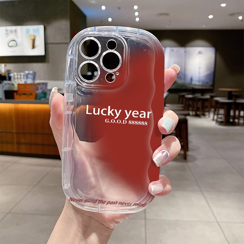 IPHONE Couple Lucky Casing Transparan Kompatibel Untuk Iphone14 13 12 11 Pro Max XS X Xr8 +7Plus Casing Ponsel Silikon Lembut Shockproof Cover Cell Precticer
