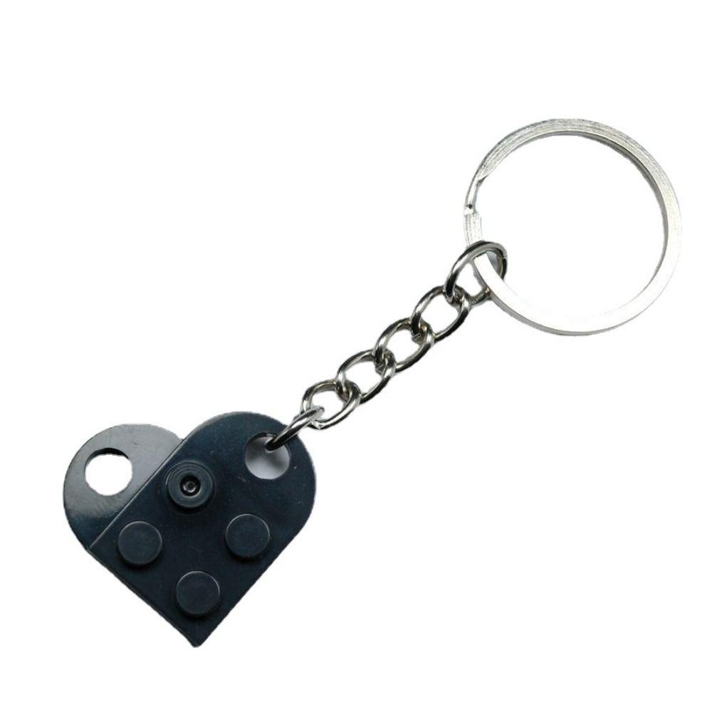 QUINTON Cinta Hati Bata Gantungan Kunci Lucu 1pasang Untuk Pasangan Persahabatan Liontin Hadiah Ulang Tahun Gantungan Kunci Mobil Fashion Perhiasan Ornamen Blok Bangunan Kunci Gesper