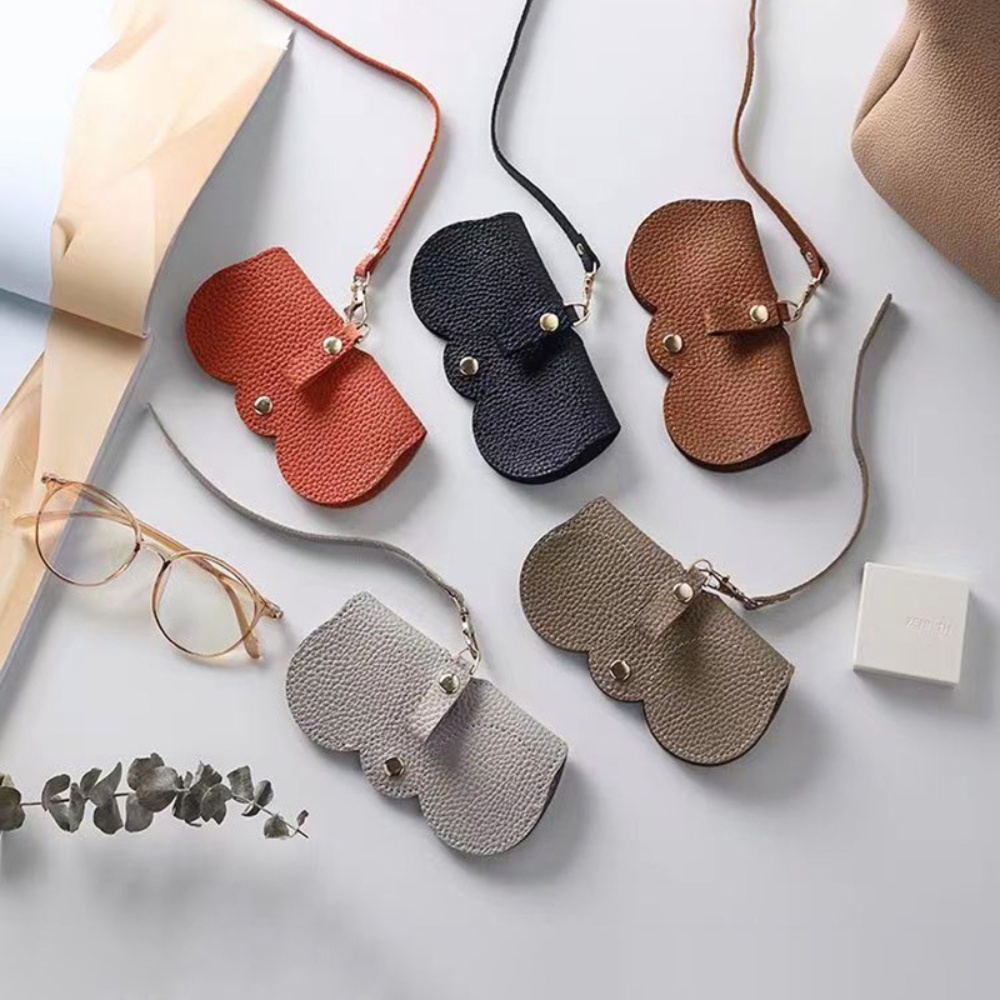 Tiktok Fashion Kotak Penyimpanan Kacamata Portable Anti Rontok Rantai Sunglasses Kulit Tas Pelindung Handbag Liontin Kacamata Case