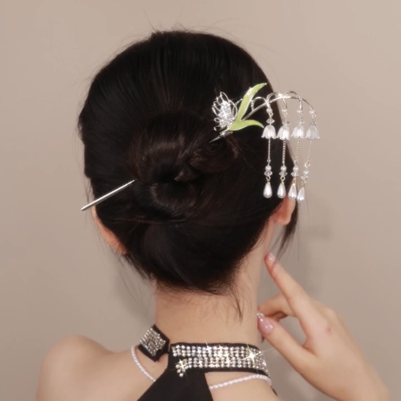 Mutiara Antik Lily of the Valley Rumbai Temperamen Sederhana Fashion Elegan Jepit Rambut