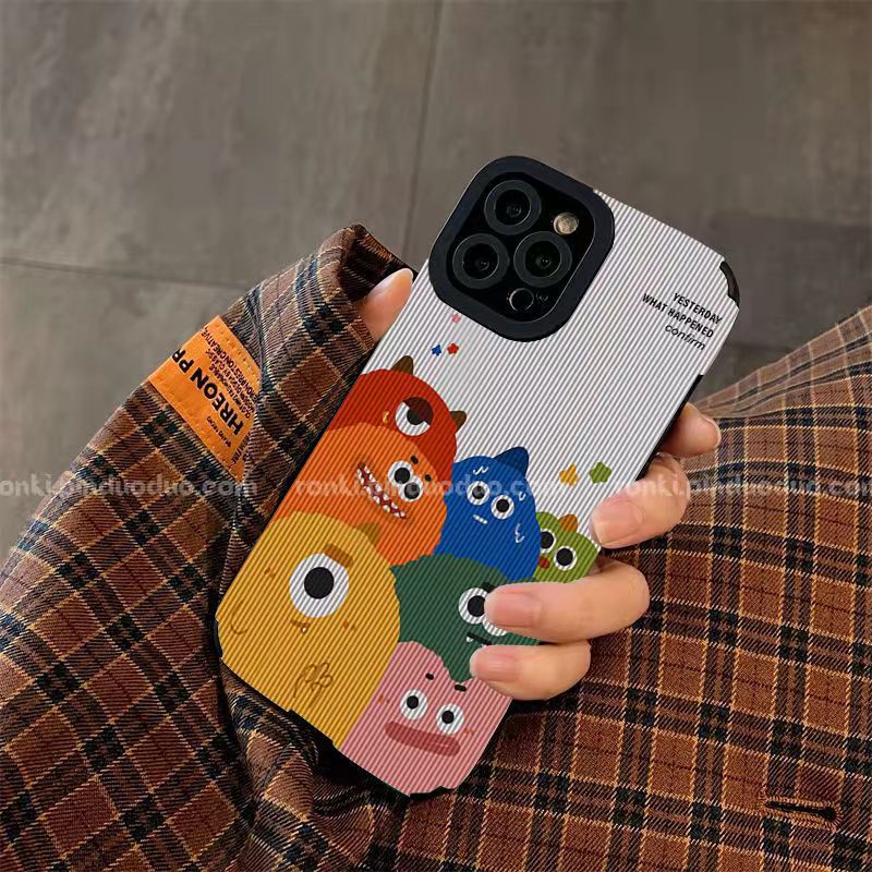 【Lamb Skin】SoftCase for IPhone 6S 7 Plus 8 Plus X XS XR XS Max 11 13 12 14 PRO Max 14 Plus 12 13 MINI Phone Case White Cartoon Monster Cute Casing hp iphone 14 pro max