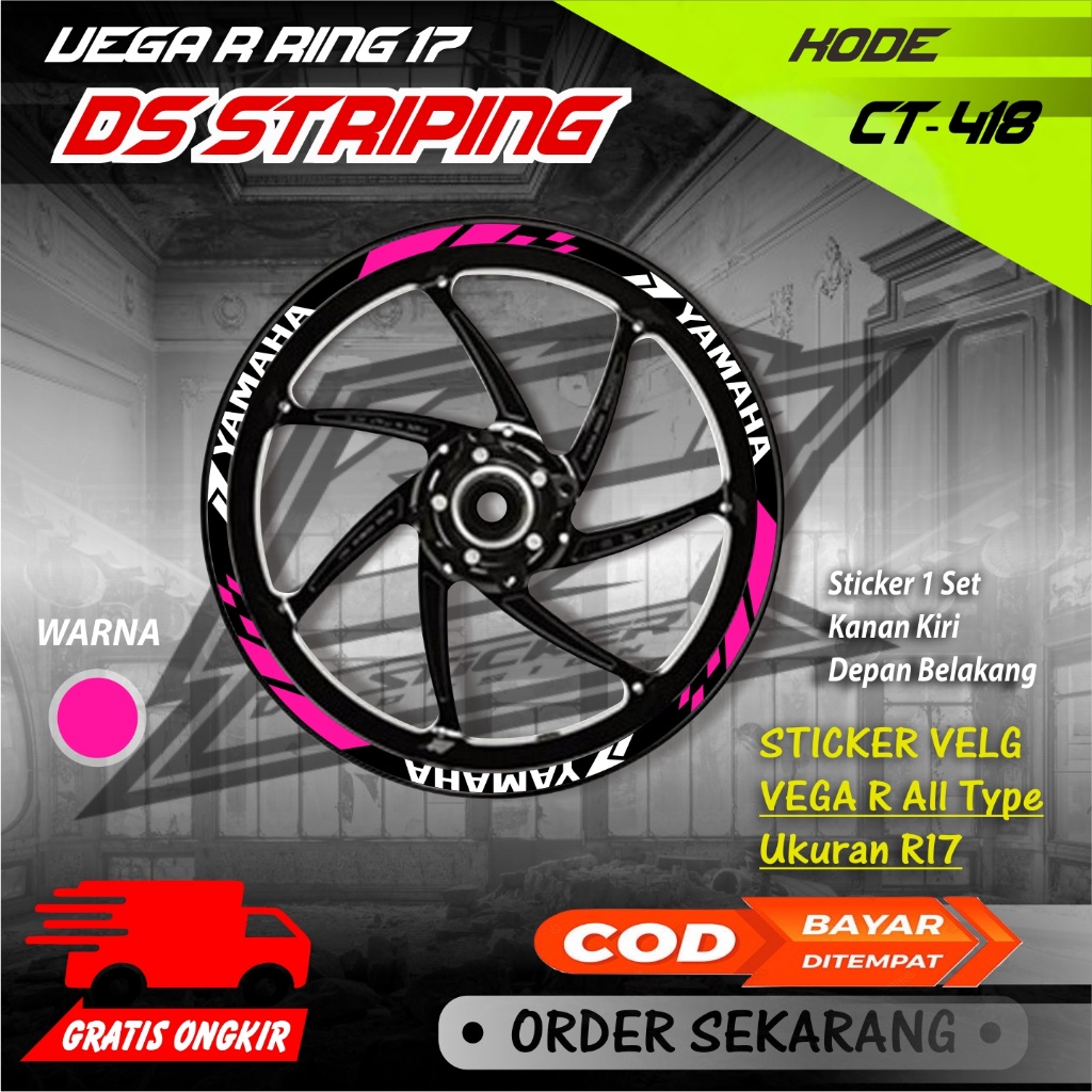 OS- Ct-418 Stiker Cutting pelek variasi Sticker Velg Motor Vega R Ring 17