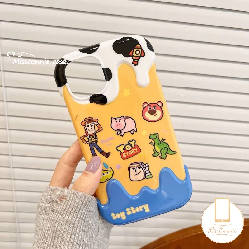 IPHONE Fashion Leopard 3D Ice Cream Case Kompatibel Untuk Iphone11 14 13 12 Pro Max XR X 7 8 Plus XS Max 7Plus Kartun Lucu Toy Story Buzz Lightyear Strawberry Bear Manyo Soft Cover