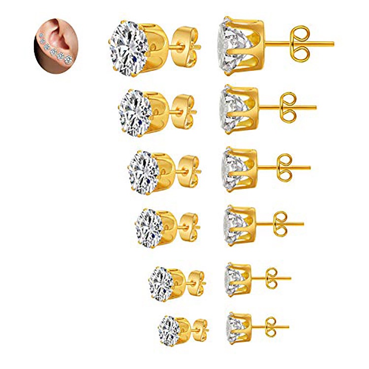 12biji Set Anting Penjualan Panas Sederhana Berlian Anting Set Fashion Anting Kecil Anting Produsen Ready Stock Grosir