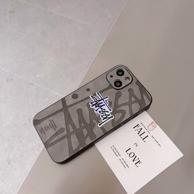 【Gradient Laser】Case IPhone 11 12 13 14 Pro Max X XR XS MAX 14 Plus Protect Case Man Men's Fashion Black Stussy Phone Case