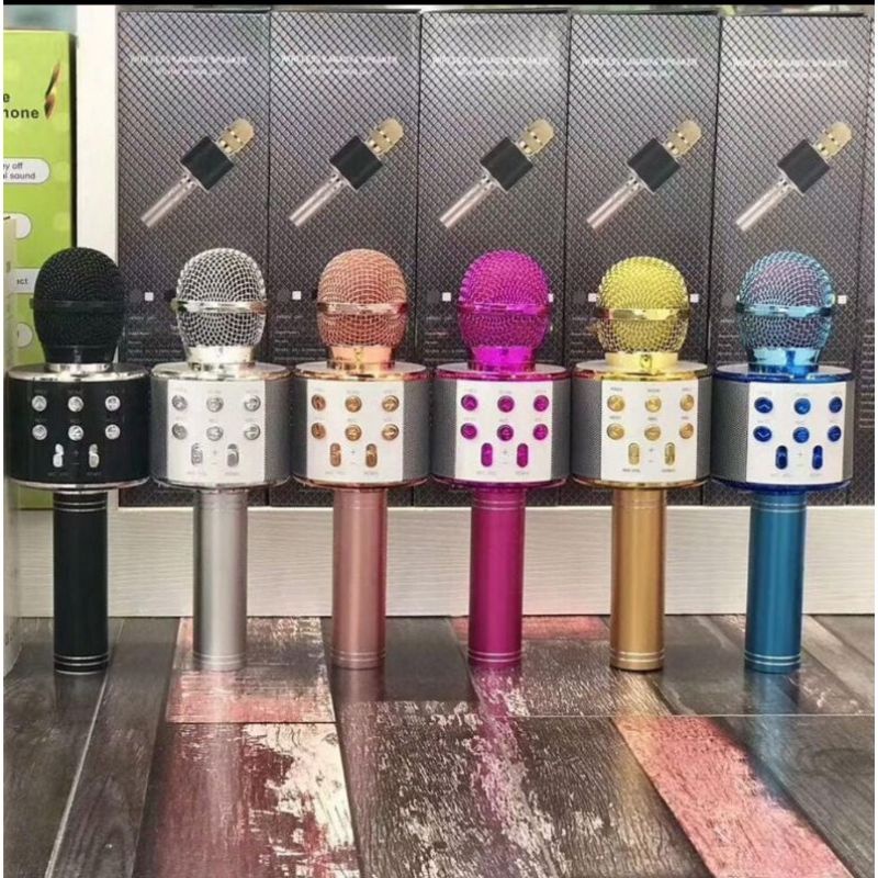 (OBRAL CUCI GUDANG) Mic WS-858 KTV Mic Karaoke Non Packing Mic Bluetooth Wireless Microphone Speaker