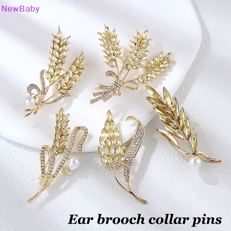 Newbaby Golden Ear Of Wheat Bros Wanita Halus Berlian Imitasi Gandum Telinga Bros Kerah Pin Jas Bros Perhiasan ID