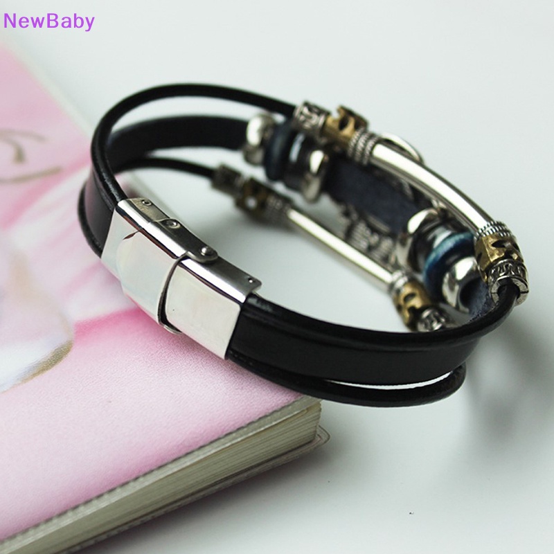 Newbaby Lucky Eye Turkish Evil Eye Bracelets Punk Multilayer Gelang Kulit Handmade ID