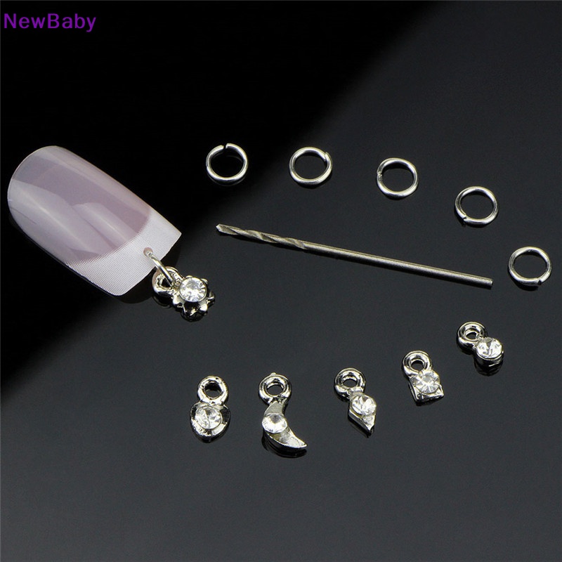 Newbaby 13PCS /Set Perak Disepuh Paku Liontin Kristal Berlian Imitasi Wanita Perhiasan Dekorasi ID