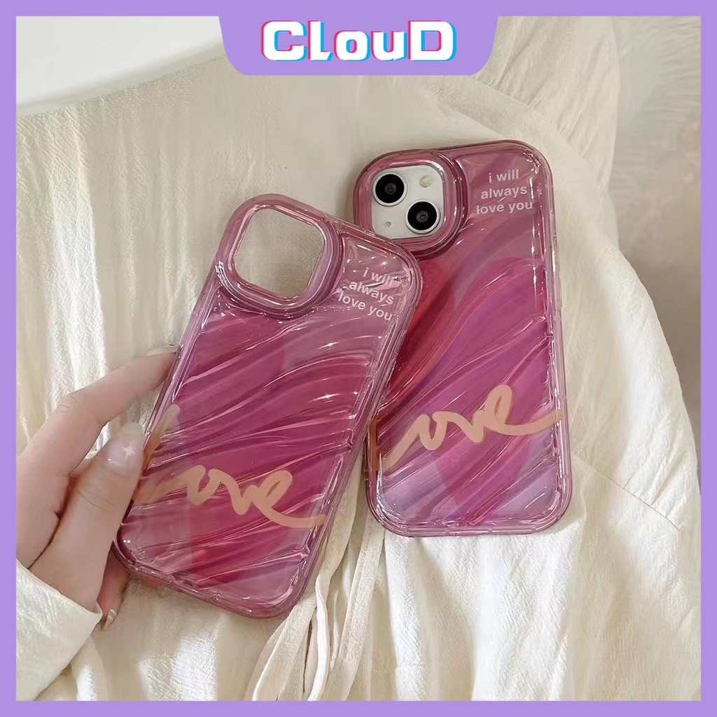 IPHONE Case Kerut Stereo 3D Kompatibel Untuk Iphone6 6S 78 Plus XR X XS Max SE 2020 7Plus 11 13 14 12 Pro Max Fantasy Pearl Shell Kreatif Surat Sederhana Lembut Mewah Laser Card Cover