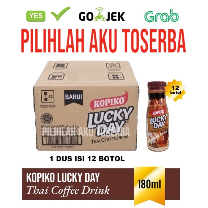 KOPIKO LUCKY DAY Thai Coffee Drink 180 ml - ( 1 DUS isi 12 botol )