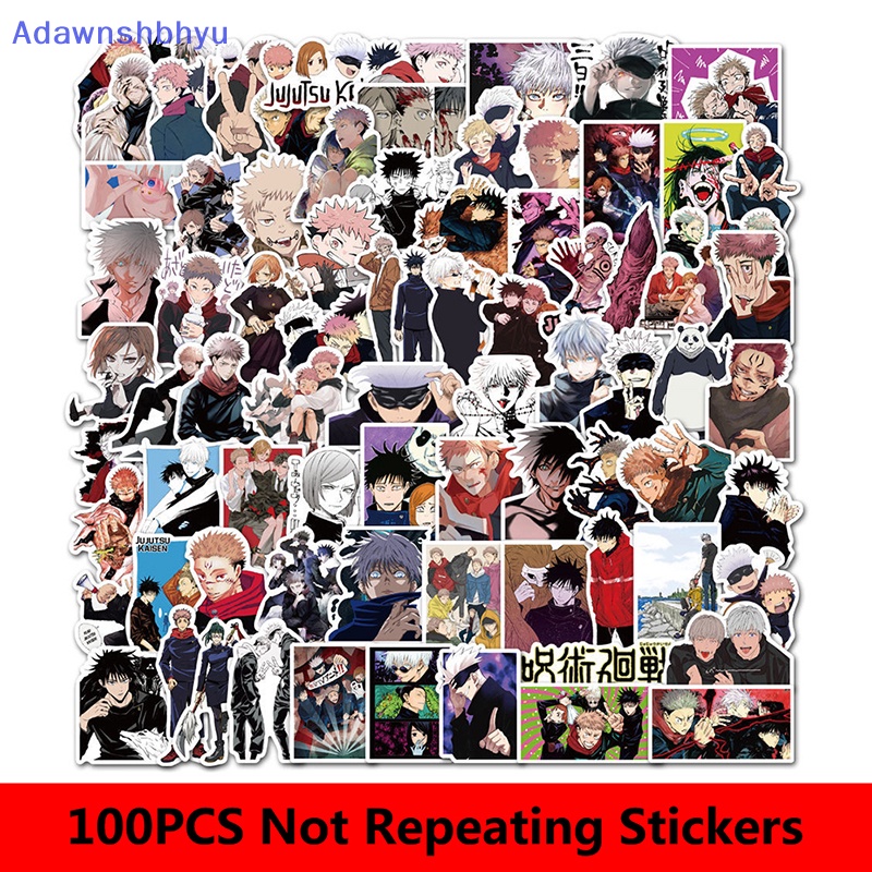 Adhyu 100pc Anime Jujutsu Kaisen Stiker Snowboard Laptop Bagasi Gitar Koper ID