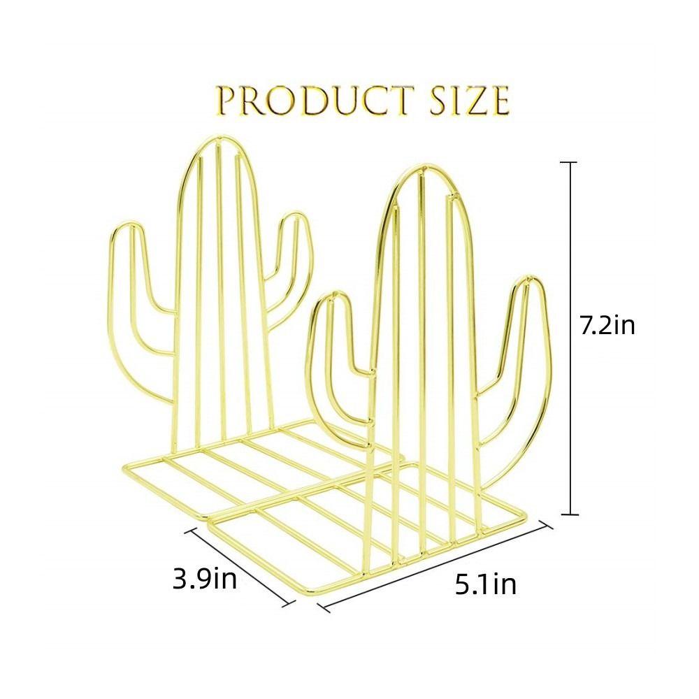 Top Book End, Bookend Hias, Dekorasi Rak Buku Kaktus Metal Gold Heavy Duty Untuk Rumah