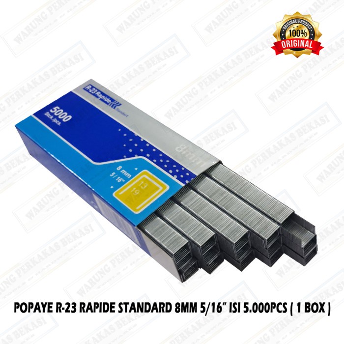 POPAYE 5000Pcs 8mm 5/16&quot; Isi Stapler R-23 Gun Staples R23 Rapide 1 Box