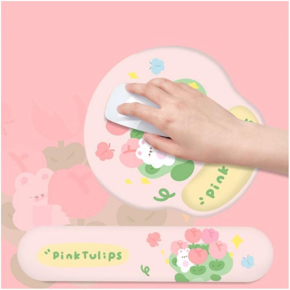 Populer Mouse Pad Soft Tulip Bunny Gel Keyboard Wrist Rest Untuk Mengetik Dan Pereda Nyeri