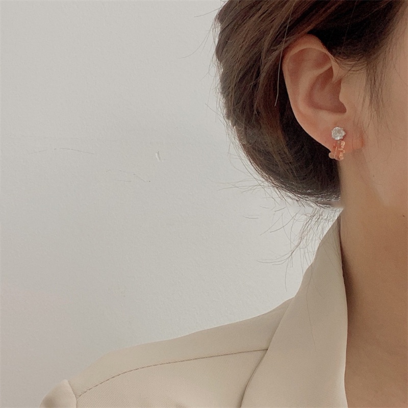 Ahellogirl Korea Selatan Dongdaemun Berlian Imitasi Lucu Childlike Small Bear Earrings Multi-Warna Penurunan Usia Warna Anting-Anting925 Perak Jarum Perempuan
