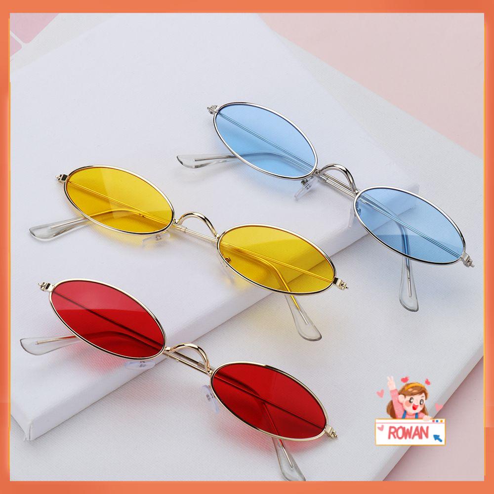 R-flower Oval Sunglasses Retro Pria Dan Wanita Frame Kecil Kacamata Matahari