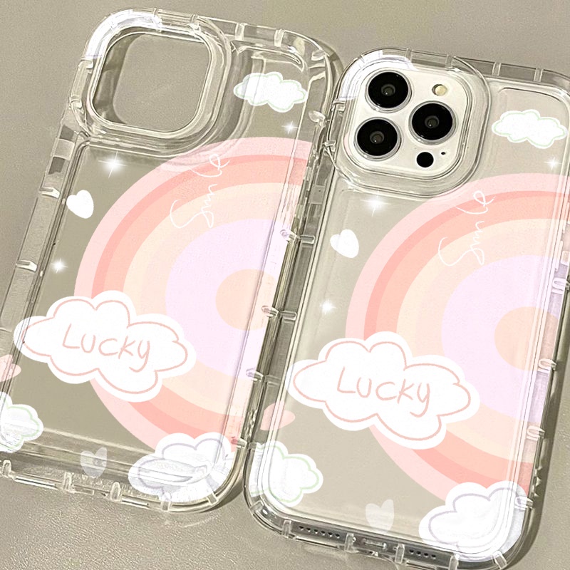 IPHONE Lucky Pink Cute Case Kompatibel Untuk Iphone7Plus8Plus6Plus11 14 13 12 Pro MAX XR X XS MAX SE Airbag Shockproof Cover